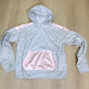 Abercrombie Kids Gray & Pink Satin Detail Hoodie w/ Kangaroo Front Pocket 13/14 - Picture 1 of 5
