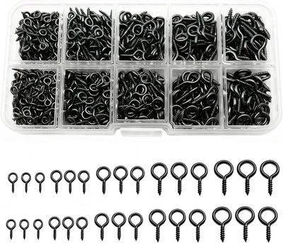 Kits de gancho de ojales para fabricación de joyas alfiler de ojo de tornillo pequeño negro 1000 piezas para artesanía 5 S Foto 1 de 4