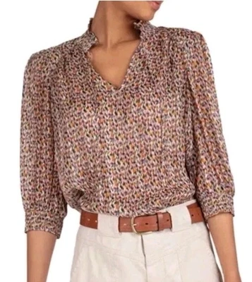 Ba&sh Medium Dalas Blouse shirt Top Silk Blend metallic Thread Multicolor - image 1 of 4