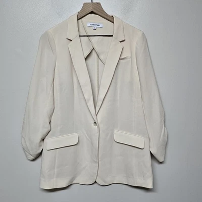 Elizabeth And James Cream Jamie Blazer Scrunch Sleeve Long Line Sz 8 Career  - Image 1 of 4