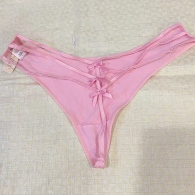 De colección 2004 Victoria Secret Dulce Rosa Tirantes Arco Trasero Cuerda en V Talla L Foto 1 de 4