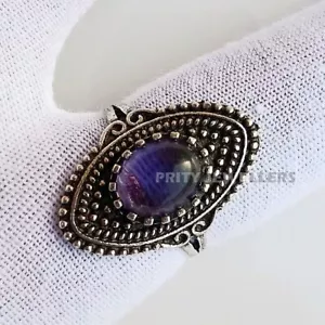 Natürlicher Amethyst versilberter Ring, handgefertigter antiker Ring, alle Größen verfügbar - Bild 1 von 9