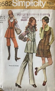 Vintage 70er Simplicity 9582 Mini-Pullover Kleid Tunika, Hose Schnittmuster Gr. 14 B36 - Bild 1 von 2