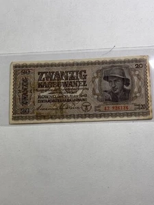 1942 Ukraine 20 Karbowanez Banknote P#53 - Picture 1 of 13