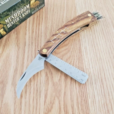 Rough Ryder Mushroom Folding Pocket Knife 440A Steel Blade Brown Wood Handle - Image 1 of 4
