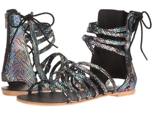 Free People Juliette Iridescent Black Leather Gladiator Sandal Size EU 39 US 9 - Picture 1 of 8