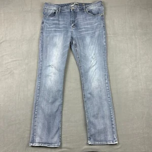 BKE Tyler Jeans Mens Blue Size 36x31 Straight Leg Thick Stitch Distressed 38L - Picture 1 of 13