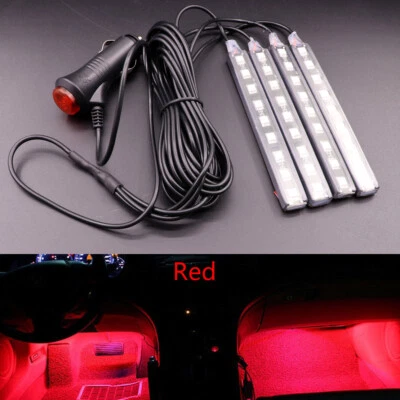 New Red 9 LED Charge Car Interior Accessories Foot Car Decorative Light Lamps - Image 1 of 4