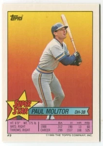 1989 Topps Sticker Card #9 Paul Molitor Milwaukee Brewers (Aufkleber #166 & #264) - Bild 1 von 2