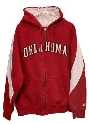 Oklahoma Sooners Hoodie Men’s L Colosseum Full Zip Stitched Heavyweight Pockets - Image 1 of 4