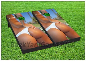 VINYL WRAPS Cornhole Boards ABZIEHBILDER sexy hellbraun Bikini Mädchen Werfen Spiel Aufkleber 375 - Bild 1 von 1