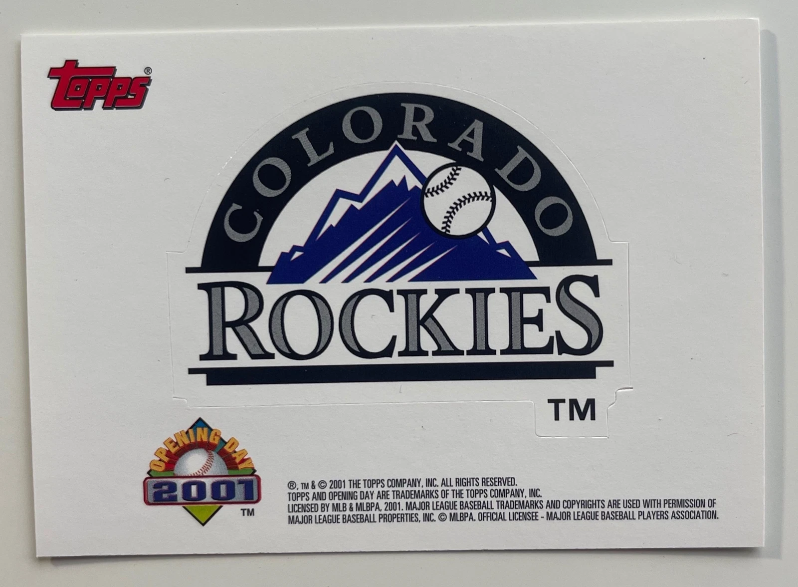 2001 Topps Opening Day Colorado Rockies Baseball Card