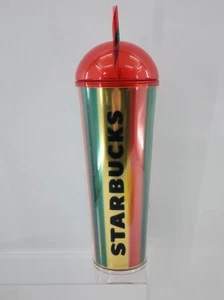 Starbucks 2024 Holiday Christmas Stripe Sparkle Dome Lid 24oz Cold Cup Tumbler - Picture 1 of 9