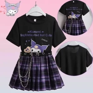 Kuromi Kawaii JK Uniform Set Girls T-Shirt + Pleated Skirt Anime Cosplay Outfit - Picture 1 of 24