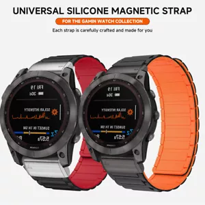 Cinturino in silicone magnetico 26 mm per Garmin Fenix 8 7 7X Pro 6X 5 5X 3HR EPIX - Foto 1 di 24