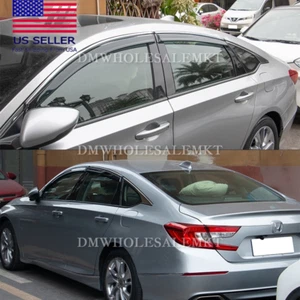 2018-2024 Honda Accord Window Visor Vent Rain Deflector Chrome 1yr WTY US seller - Picture 1 of 7