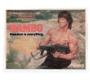1985 Rambo NES Ad, Laminated Video Game Promo – “Freedom Is Everything” - Imagen 1 de 6