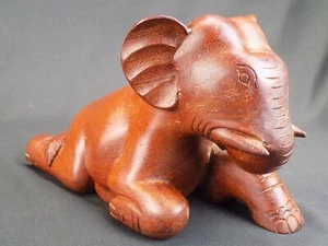Artisans D'Angkor Hand Carved Wood Kneeling Elephant Traditional Khmer Sculpture - Picture 1 of 8