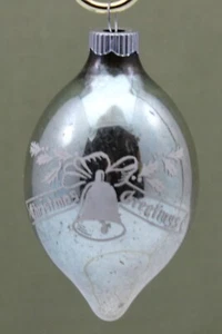 Vintage einzelne Glas Weihnachtsschmuck Jahreszeiten Gruß Glocke-Holly glänzend Brite - Bild 1 von 7