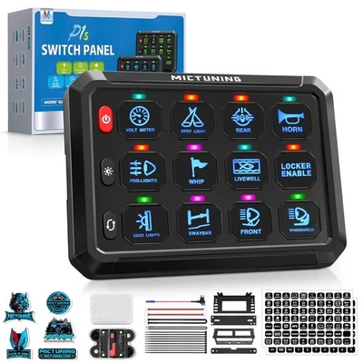 MICTUNING LED Touch Switch Panel, 12 Gang Led Light Bar ON-OFF Switch Power Box - Image 1 of 4