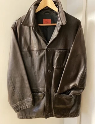 Herren Lederjacke Gr. 52 L Offset Premium Nappa Leder Dunkelbraun - Bild 1 von 4