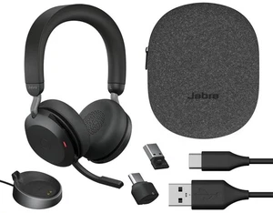 Jabra Evolve2 75 MS / UC Stereo USB-C / USB-A Headset mit Ladestation Link380 Sc - Bild 1 von 5