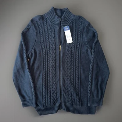 Suéter tejido con cable Chaps para mujer manga larga negro con cremallera completa dorada talla 2X Foto 1 de 4