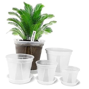 Transparent Plastic Garden Pots Planter with Saucer 4/5 /6/7 /8 inch Plant - Picture 1 of 8