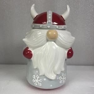 Sleigh Bell Bistro Gnome Santa Snowflake Viking Ceramic Cookie Jar New - Picture 1 of 9