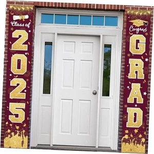 2025 Graduation Party Decorations - Class of 2025 Congrats Grad Maroon Gold - Picture 1 of 7