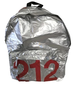 Carolina Herrera 212 Silver Backpack Black/Silver Straps Lightweight Red Type - Picture 1 of 10
