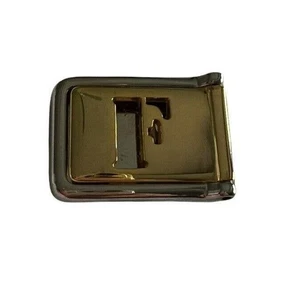 Vintage Pat Pending Goldfarbene Gürtelschnalle Monogramm F Silberfarben Italien - Bild 1 von 7