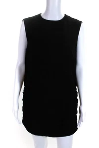Saint Laurent Womens Sleeveless Crew neck Velvet Ruched Mini Dress Black FR 42 - Picture 1 of 7