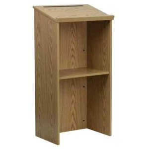 23 in. Oak Standing Desk with Adjustable Shelves - Picture 1 of 6