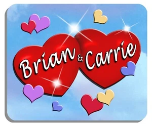 Hearts Mouse Pad Color Personalize Gifts Any Name Or Text Sky Blue Background - Photo 1/2