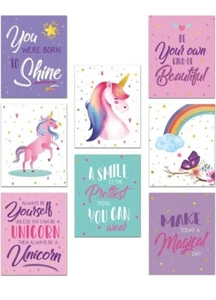 Unicorn Wall Decor - Unicorn Pictures Wall Decor Set Of 8 - Unicorn Wall Art - Picture 1 of 4