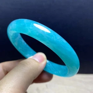 Brazalete Brazalete 57,5 mm Hielo Natural Amazonita Mozambique Piedras Preciosas Pulidas AAA - Imagen 1 de 6