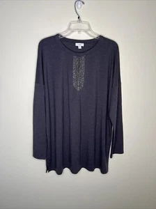 Soft Surroundings Women's Large Long Sleeve Gray  Tunic Top Excellent Condition - Picture 1 of 11