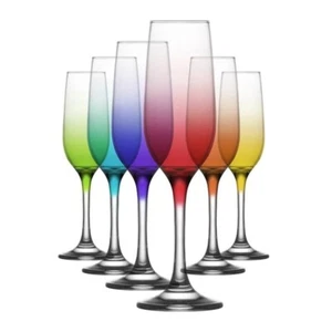 Bunte Ombre 6er Set Sektflötengläser elegante hochwertige Gläser - Bild 1 von 4
