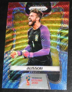 2018 Prizm World Cup Alisson Red & Blue Wave Prizms Refractor Parallel Base - Picture 1 of 2