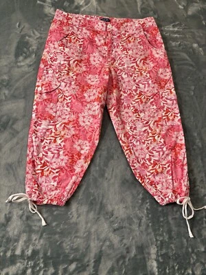 Pantalones ligeros para mujer Caribbean Joe florales rosas bolsillos cordón piernas 14P Foto 1 de 4