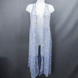 Lauren Conrad Women Duster Vest OS Ditzy Floral Sheer Flowy Long Coastal Cottage - Picture 1 of 13