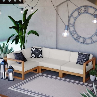 Juego de sofá seccional de 4 piezas de madera de teca Modway Foto 1 de 4