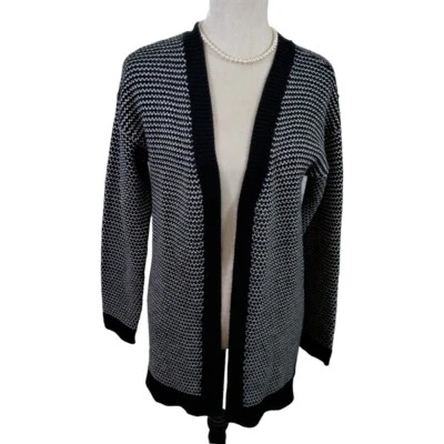 Suéter cárdigan delantero abierto MERONA para mujer negro blanco mediano Foto 1 de 4