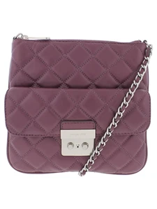 Michael Kors Quilted-Leather Crossbody Bag, Plum, Small - Picture 1 of 6