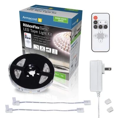 421500 Ribbon Flex Home Warm White LED Tape Light Kit with Remote 16 ft 3000k - Image 1 of 4