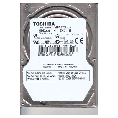 NEW Genuine OEM TOSHIBA HDD2J94 MK3276GSX 320GB 2.5" Hard Drive  - Image 1 of 4
