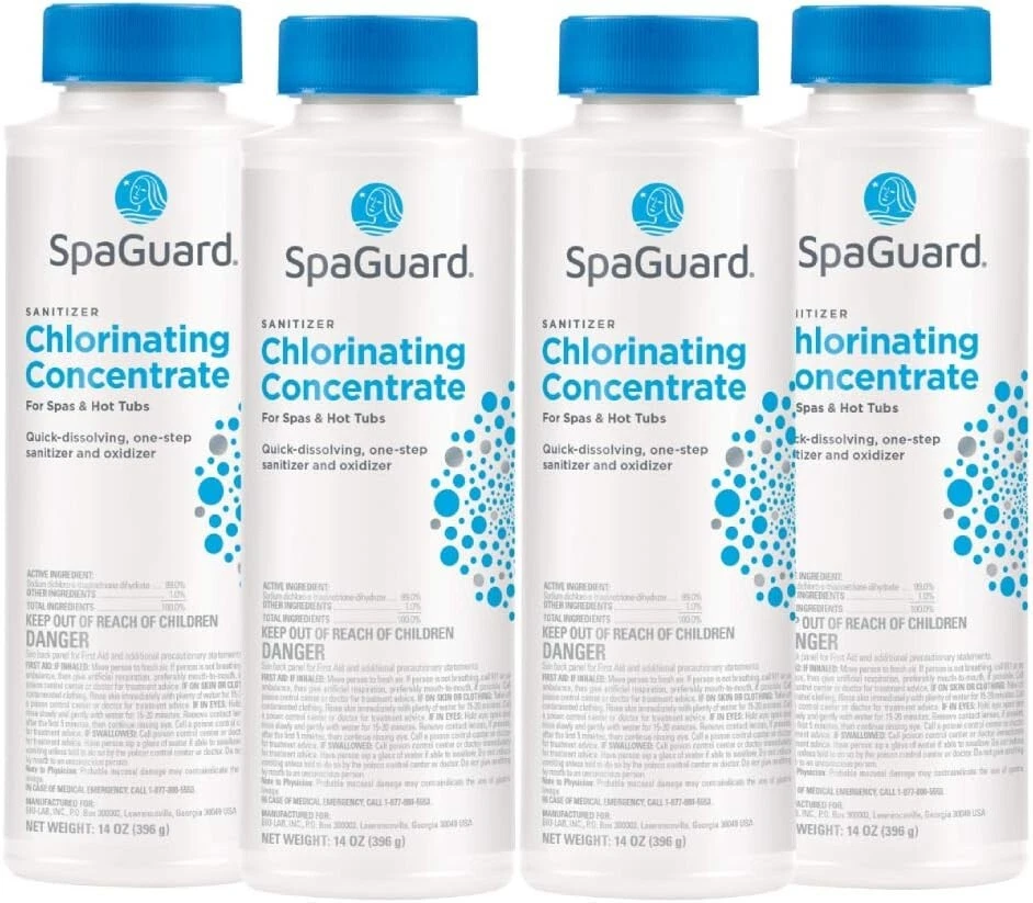 SpaGuard Chlorinating Concentrate (14 oz) (4 Pack) Sanitizer for Spas & Hot Tubs