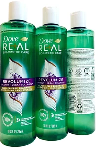 3 Count Dove Real Revolumize Coconut & Vegan Collagen Sulfate Free Shampoo 10 Oz - Picture 1 of 1