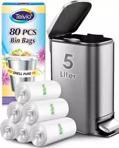 1.2 Gallon 80 Counts Strong Trash Bags Garbage Bags, Bathroom Trash Can Bin Line - Picture 1 of 7